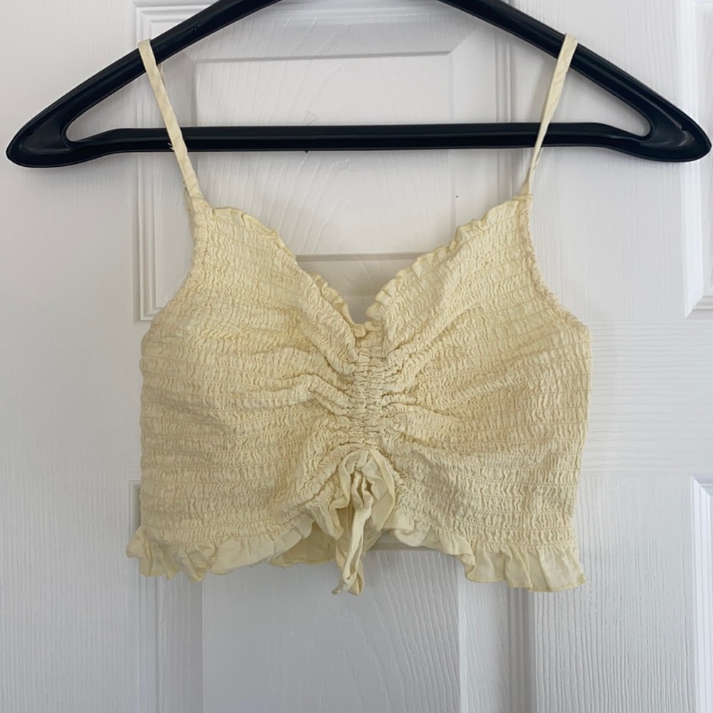 Yellow ruched crop top